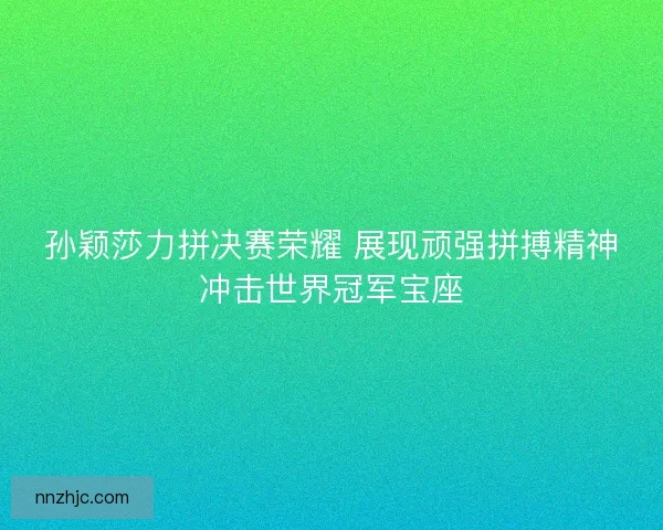 孙颖莎力拼决赛荣耀 展现顽强拼搏精神冲击世界冠军宝座
